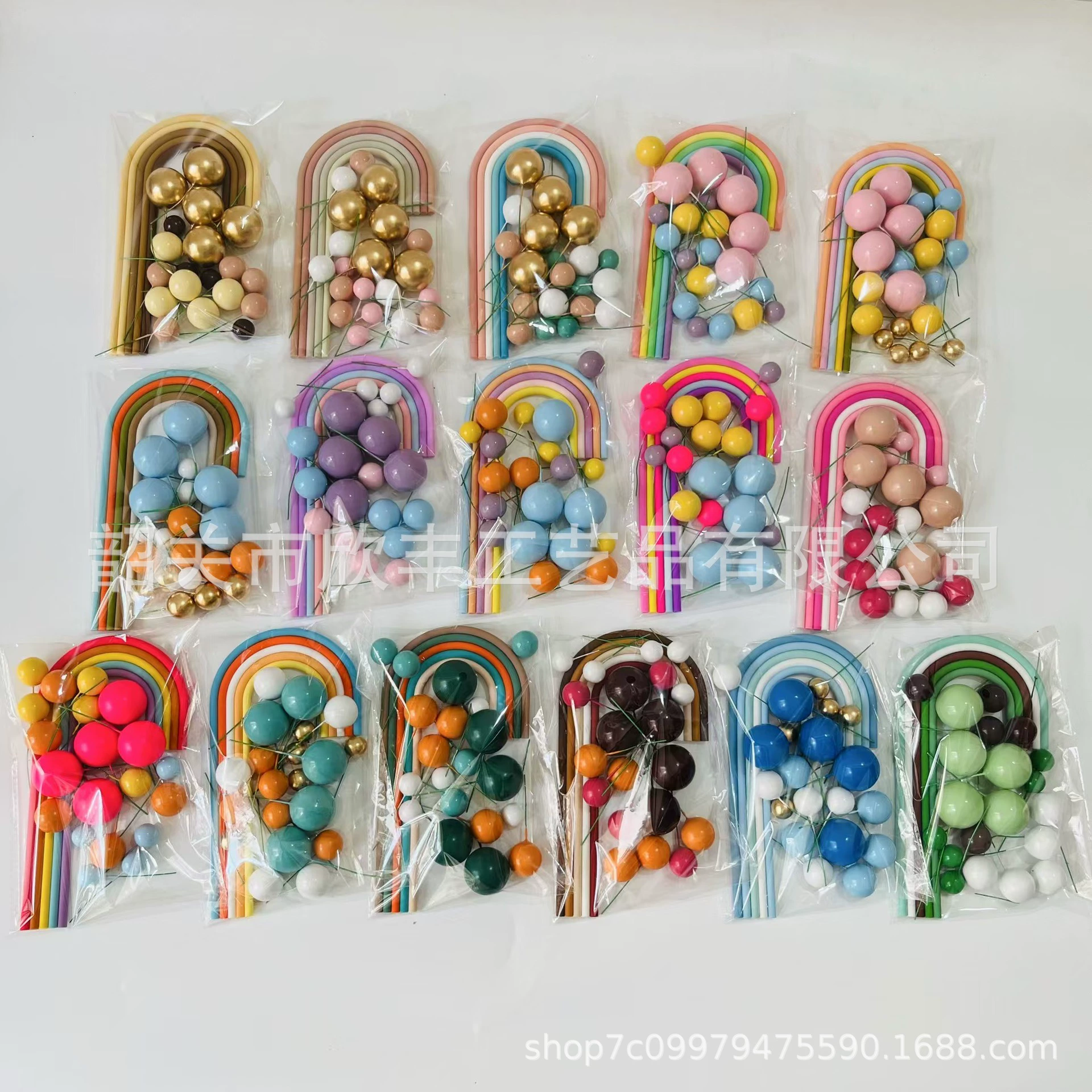 21 шт., трансграничные хиты продаж, мультяшные радужные мягкие клеевые арочные украшения, интернет-знаменитости, красочные украшения для торта, вставка цвета макарон