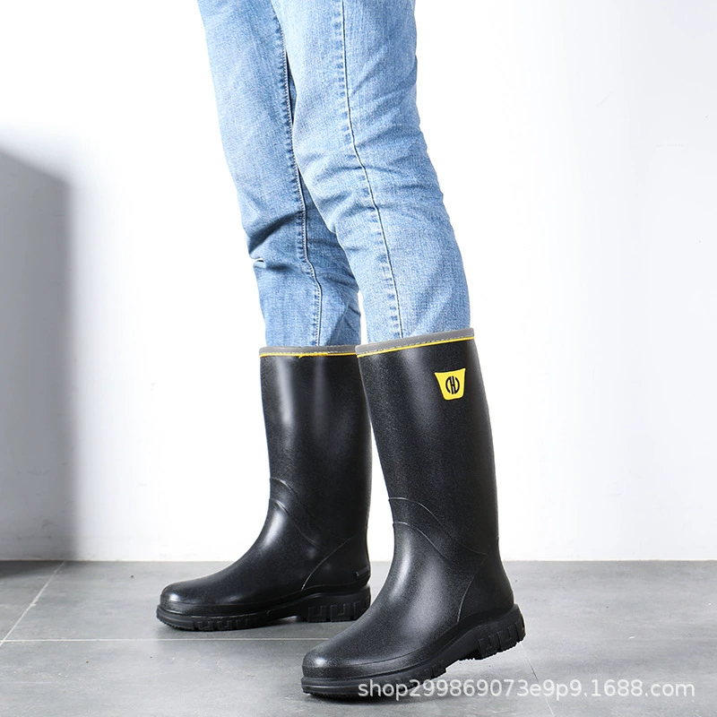 Модные высокие резиновые сапоги мужские износостойкие водонепроницаемые нескользящие туфли противоскользящие туфли резиновые сапоги для мойки автомобилей Рыболовные туфли набор обуви строительной площадки обувь
