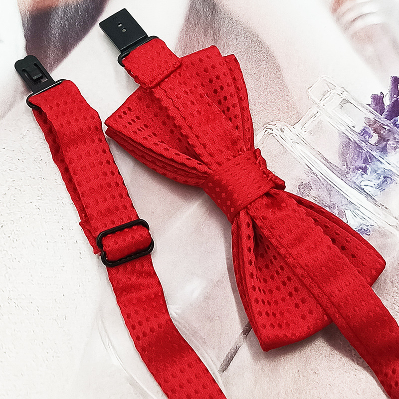 Lugar del fabricante Versión coreana de la pajarita para niños de doble capa para estudiantes de primaria hilo de poliéster teñido en hilo de seda color sólido accesorios para mascotas lazo