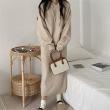 韩版连帽打底针织毛衣半身裙套装女秋冬新款内搭毛线衣两件套装女