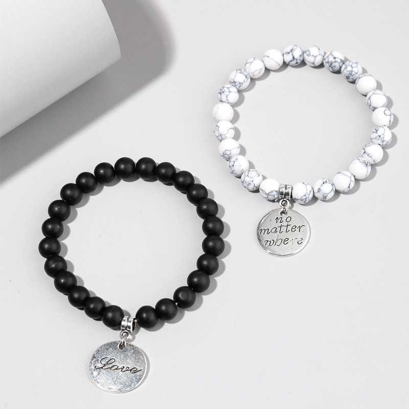 Fashion Heart Shape Agate Beaded Bracelets 1 Set