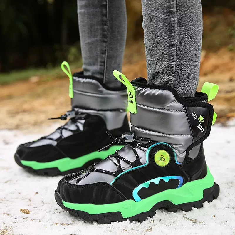 儿童棉鞋男童雪地靴冬季保暖加绒加厚中大童女童高帮棉靴跨境爆款