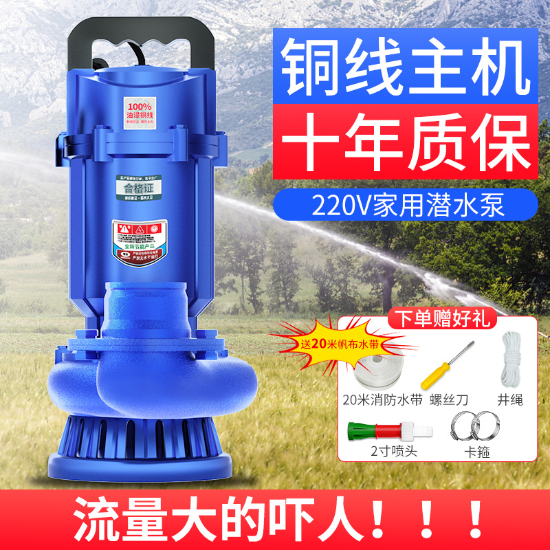 潜水泵220V水泵家用抽水泵高扬程小型抽水机农用灌溉污水排污泵