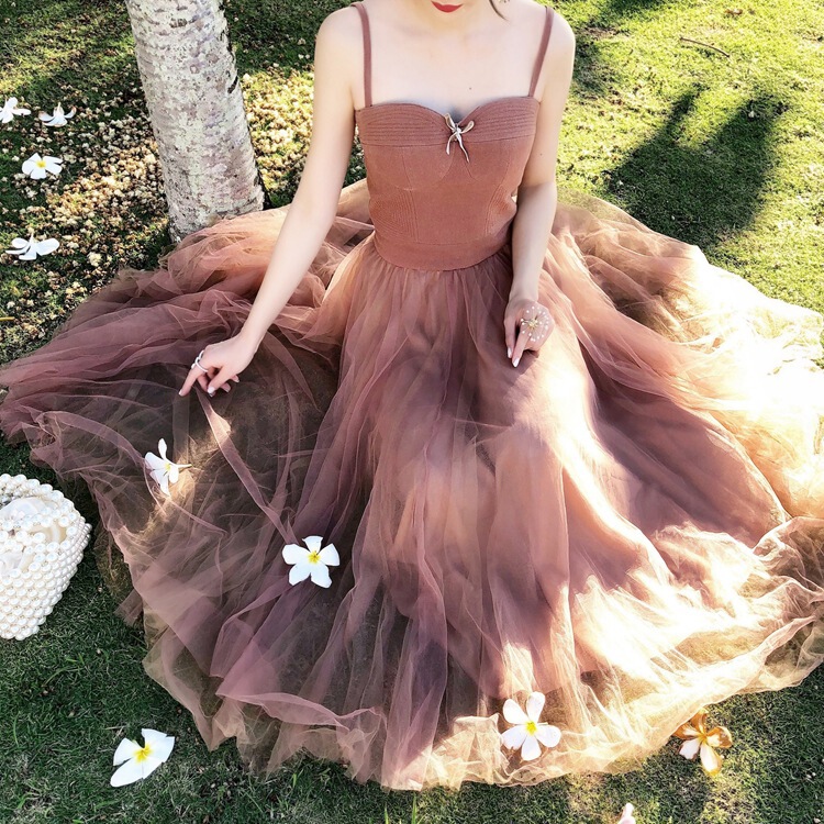 Real Shot of Australian French 2025 Summer Fairy Skirt Bohemian Suspender Skirt Mesh Skirt Bridesmaid Skirt Dress 8423