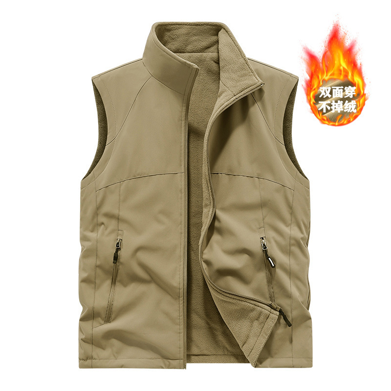 Popular reversible fleece vest for men, autumn and winter, multi-functional, plus size, stand-up collar, outdoor warm vest jacket Popular reversible fleece vest for men, autumn and winter, multi-functional, plus size, stand-up collar, outdoor warm vest jacket