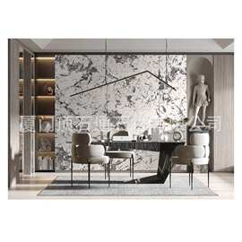 人造大理石北欧轻奢背景墙定 制电视背景墙装饰板镀金高松白岩板