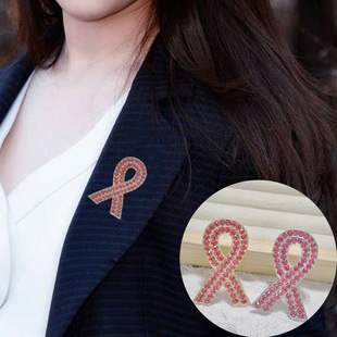 Pink Ribbon Brooch European and American Ins Alloy Badge Badge Pin Care Female Charity Accessories Sweater Ribbon