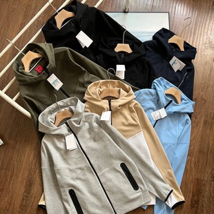 Men's Spring and Autumn New Loose Training Windproof Hooded Knit Sports Jacket with Zipper Cardigan, Stylish Long Sleeves