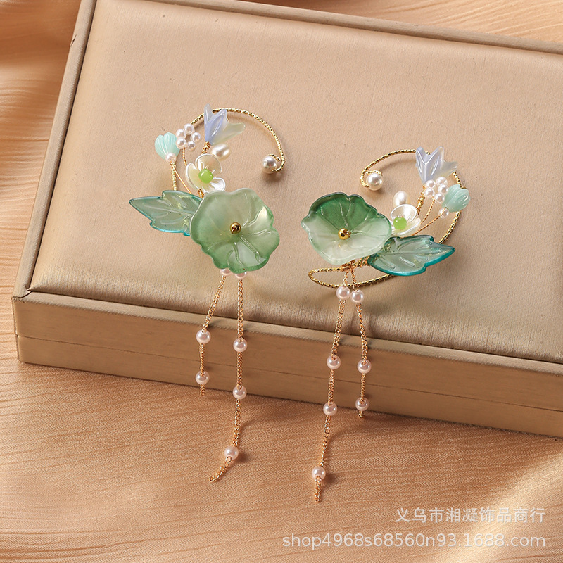 Original new cross-border European and American popular in-stock long tassel non-pierced ear cuffs, foreign trade earrings, cuff earrings