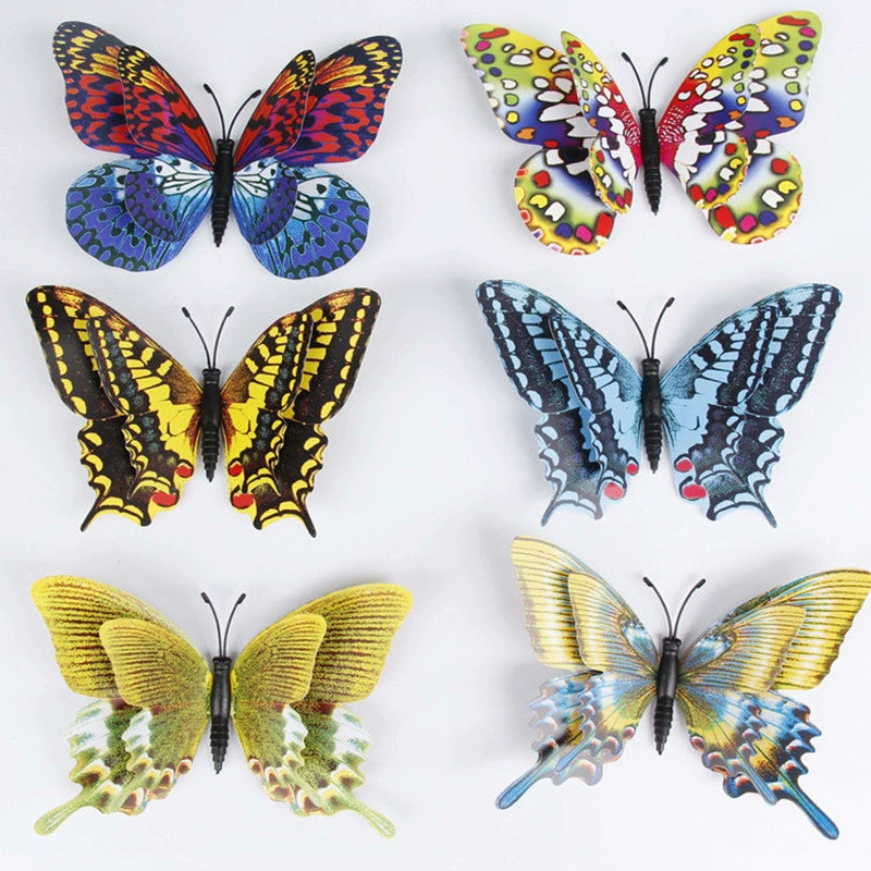 Double-layer magnetic three dimensional realistic fridge magnet with butterfly, in 3d format