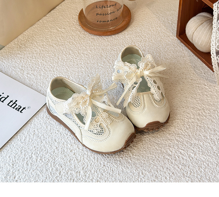 Breathable Mesh Sneakers For Girls With Bow Lightweight Trainers_voghion.com