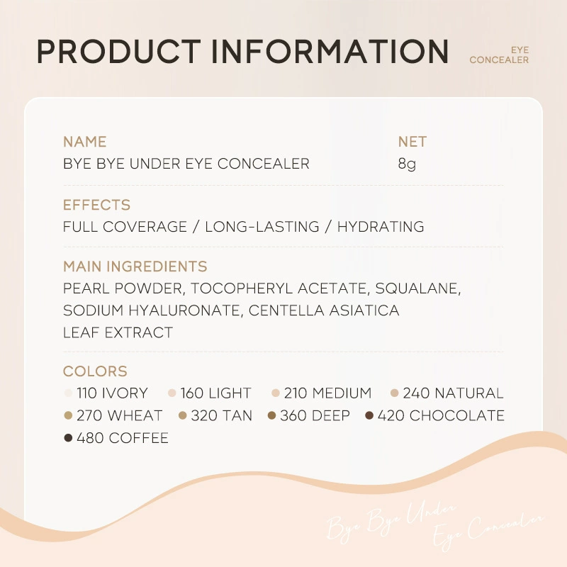 concealer (LAIKOU) Bye Bye Under Eye, увлажняющий тюбик 8 г, натуральное покрытие оттенки 110–320