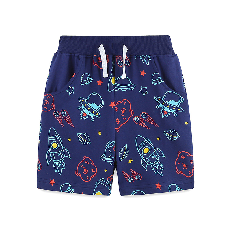 Verano nuevo traje de niño de moda impresión de cohete para niños manga corta traje de niño fresco pantalones cortos deportivos para niños