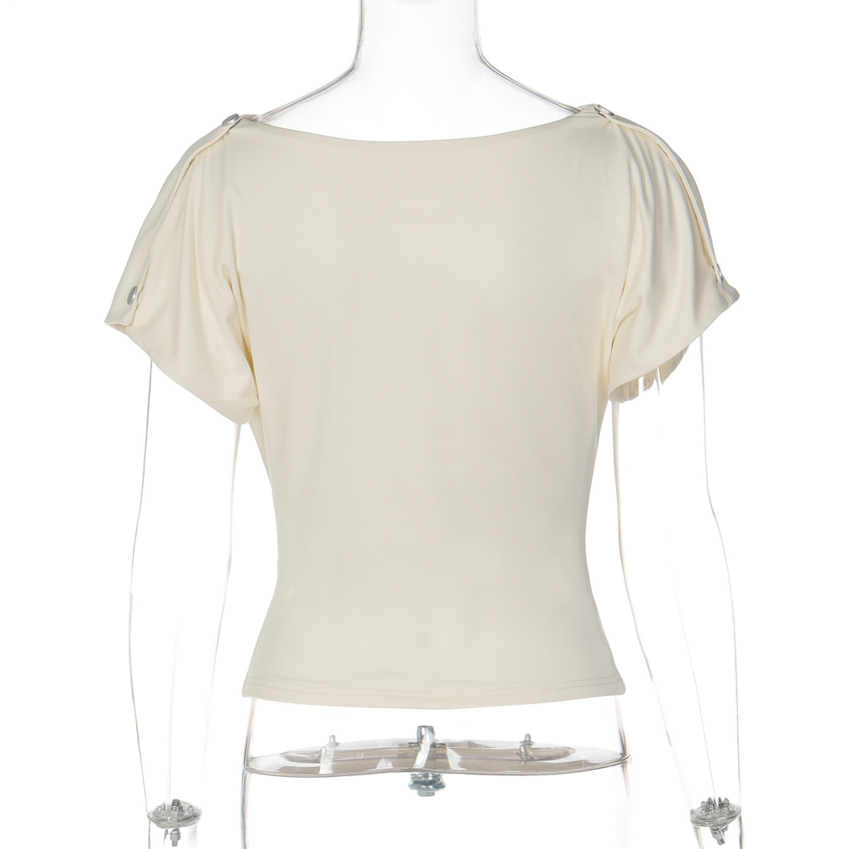 T-shirt donna slim fit con scollo ovale e maniche corte alla moda_voghion.com