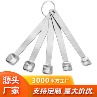 Cross-Border Hot-Selling Mini Measuring Spoon Set with Scale Stainless Steel Measuring Spoon Kitchen Seasoning Spoon Baking Tools in Stock