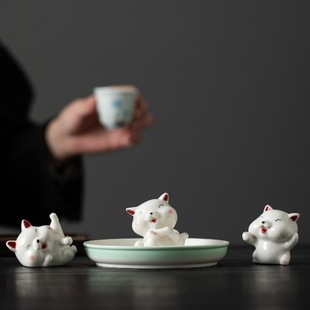 Creative Puppy Shiba Inu Incense Insert Household Sandalwood Aromatherapy Stove Forbidden City Tea Play Ceramic Tea Table Small Animal Ornaments Wholesale