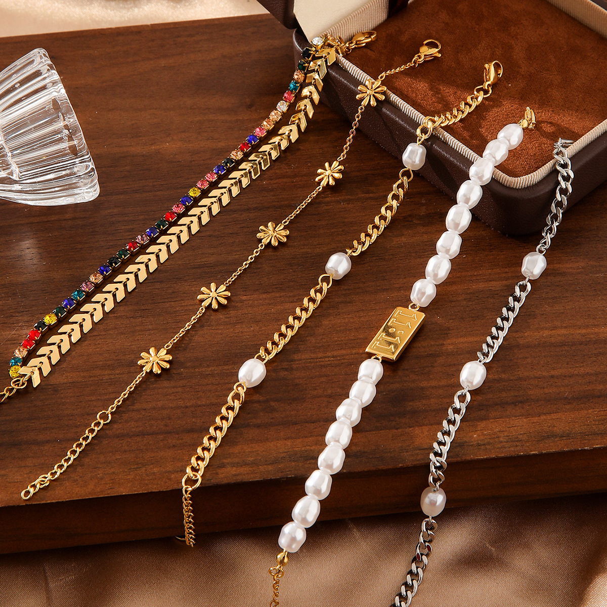 22g Weight Bracelets Classification Simple Style Classic Style Flower 304 Stainless Steel Stainless Steel Bracelets In Bulk