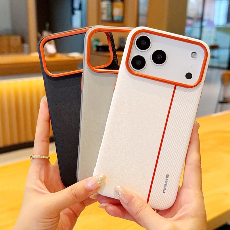 Aplicable para iPhone17ProMax oro armadura tres cubierta de naranja caja de teléfono de metal naranja lente cubierta de anillo de protección manzana 17