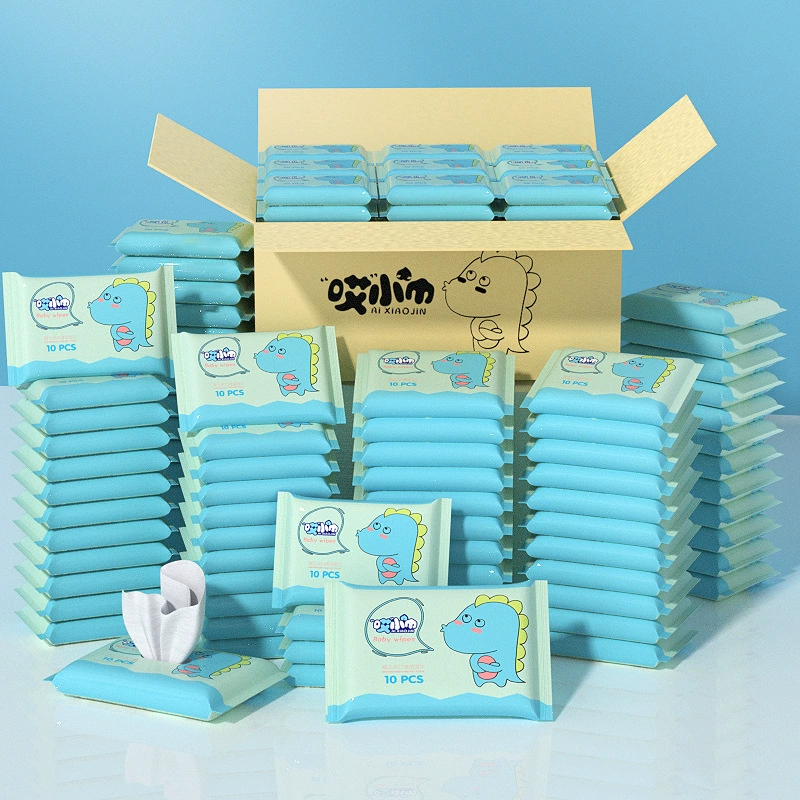 10 упаковок влажных салфеток, по десяти листов в каждой упаковке, одноразовые влажные салфетки, портативные, для очищения рук и рта младенцев, интернет-магазин, маленькая упаковка, в подарок.