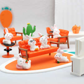 树脂工艺品家居小兔子摆件办公桌面装饰礼品汽车摆饰微景观小配件