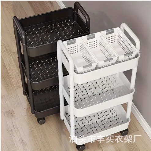 Small Cart Storage Rack Kitchen Floor Standing Bedroom Multi-layer Snack Mobile Bathroom Toilet Storage Rack
