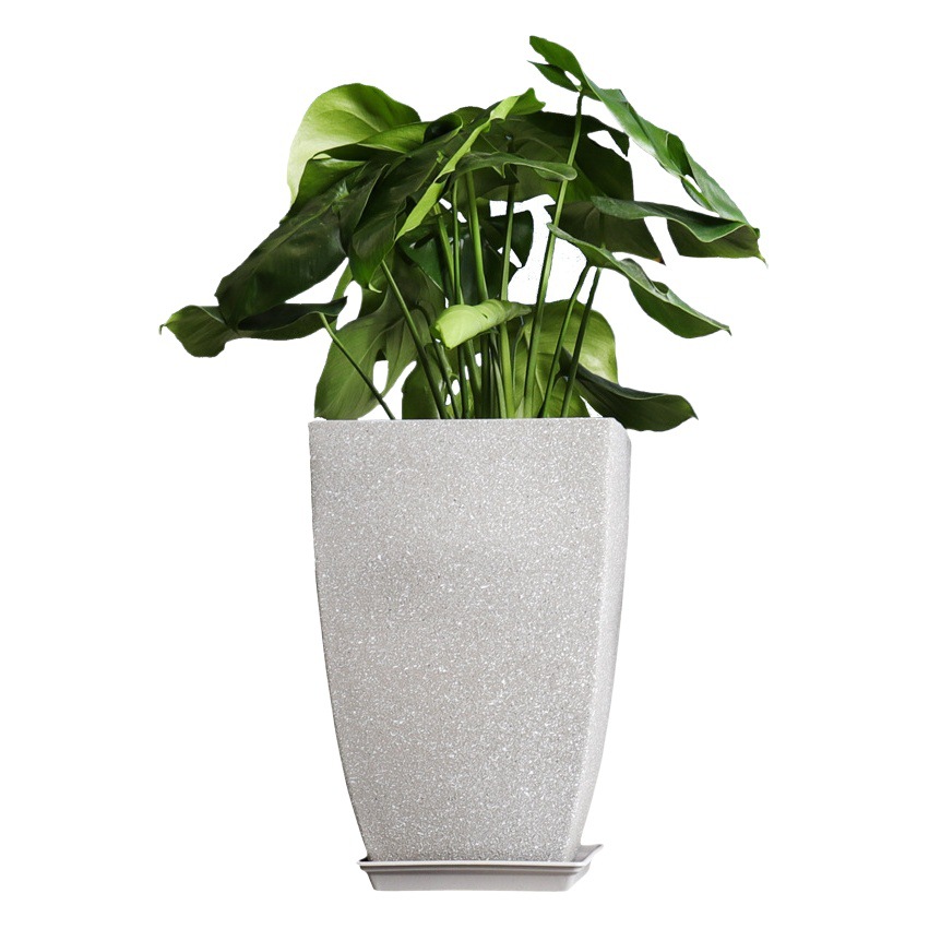 Maceta de imitación cemento estilo escandinavo, maceta grande creativa de resina para plantas, maceta de plástico para monstera para balcones y hogares