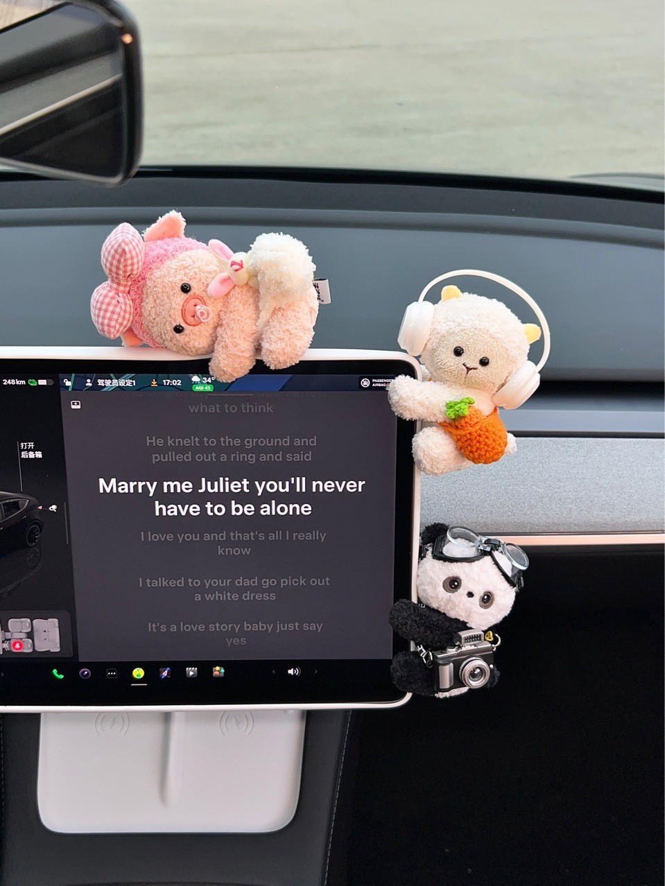 Car Ornaments, Cartoon Cute Plush Dolls, Car Center Console Screen, Car Interior Decorations, High-End Decorations for Women