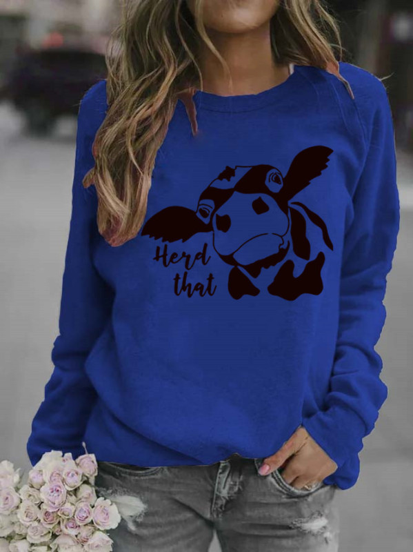 2026 Aliexpress Wish Ebay Foreign Trade Independent Site Women's Cow Print Pattern Round Neck Sweatshirt 2026 Aliexpress Wish Ebay Foreign Trade Independent Site Women's Cow Print Pattern Round Neck Sweatshirt