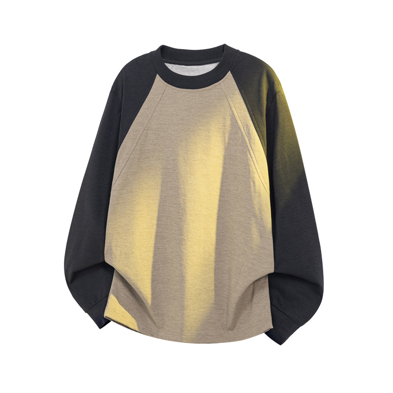 American-style Deconstructed Patchwork Long-sleeve T-shirt For Men, Spring Trendy Brand, High-end Feel, Loose Casual_voghion.com