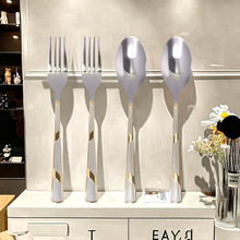 镀金方柄餐具套装餐刀餐勺餐叉茶勺叉酒店餐厅家庭轻奢