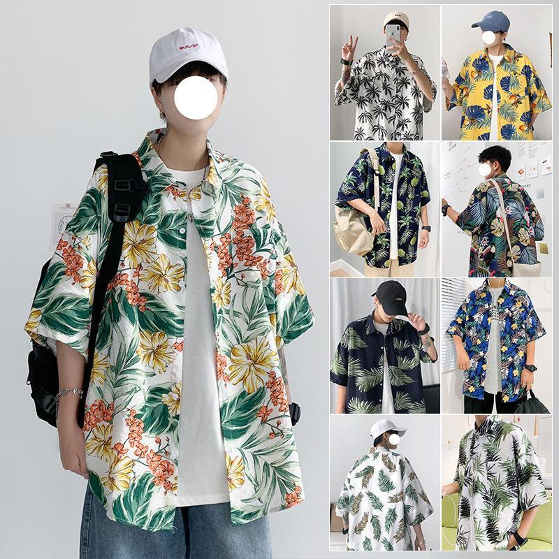 Foreign Trade Summer Sea Breeze Men's Short-Sleeved Shirt New Hong Kong Style Large Size Men's Beach Casual Couple Short-Sleeved Printed Men's Shirt Foreign Trade Summer Sea Breeze Men's Short-Sleeved Shirt New Hong Kong Style Large Size Men's Beach Casual Couple Short-Sleeved Printed Men's Shirt