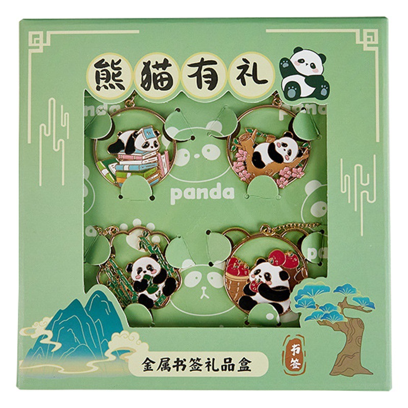 Lindo Panda aleación de zinc marcador caja de regalo lindo exquisito chica corazón creativo marcador estudiante lectura libro página clip
