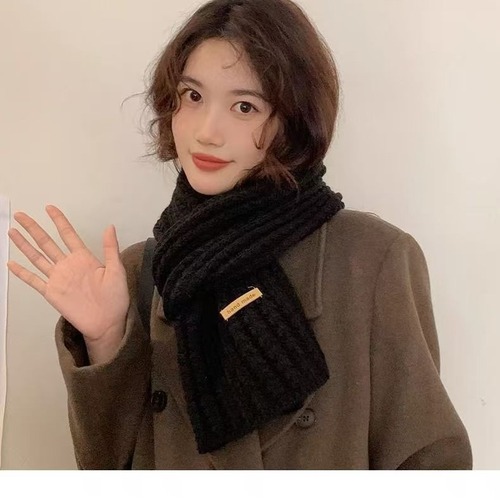 Cashmere Knit Scarf for Women - Autumn/Winter Korean Style, Versatile, Thick and Warm, Shawl-like, with a High-end Atmosphere - Student Neck Scarf Trendy