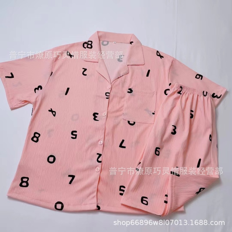 睡衣女夏季梭织泡泡棉皱布ins公主风可爱短袖夏天薄款家居服套装|undefined