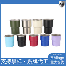 304不锈钢台阶杯单层卷边咖啡杯户外便携水杯随行露营野餐啤酒杯