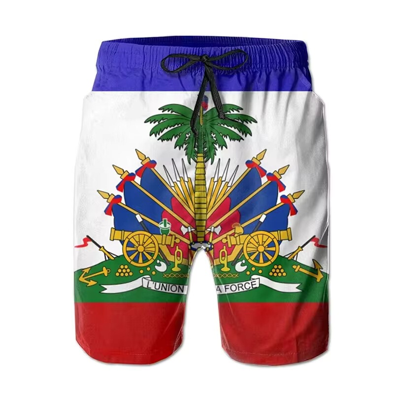 Haiti Flag Logo 3D Printed Sports Quick-Drying Breathable Shorts for Men, Women, and Children, Football Team Club Fans