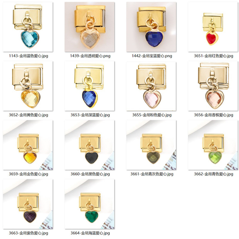 Handicraft Network Hot Selling 9mm Module Bracelet DIY Golden Love Pendant Stainless Steel Spliced ​​Gemstone Bracelet Supply