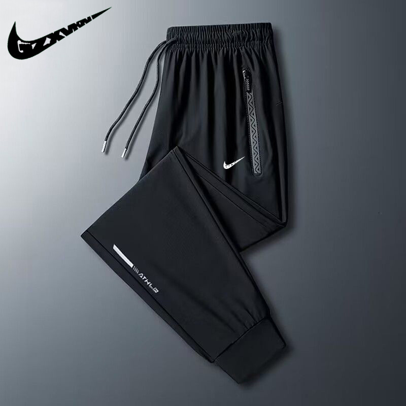 Trendy men's ice silk sports pants, summer thin loose fit, plus size, straight leg, cropped, casual, quick-dry long pants Trendy men's ice silk sports pants, summer thin loose fit, plus size, straight leg, cropped, casual, quick-dry long pants