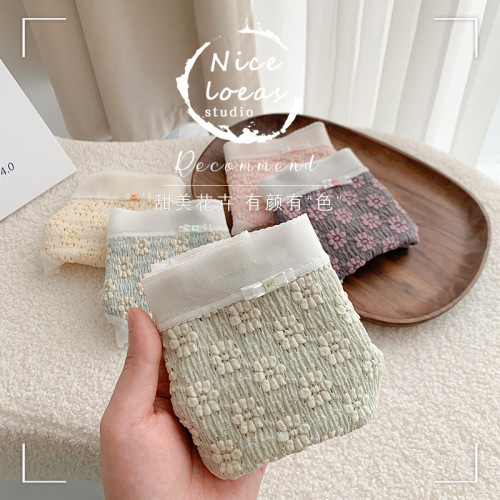 Puff Girl French Puff Cotton Lace Breathable Underwear Seamless Cotton File Mid-waist Student Briefs