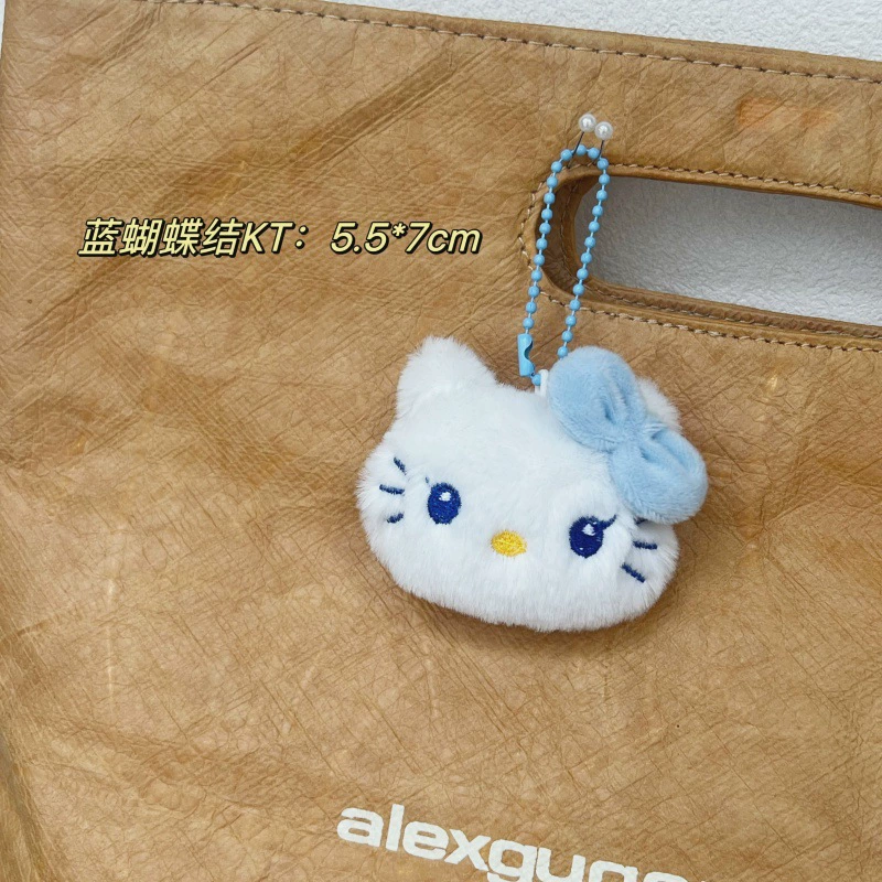 Плюшевая подвеска-брелок (Hello Kitty) миниатюрная мультяшная кукла, мягкая пушистая подвеска для сумки, размер 3.9×2.1×3.1 см