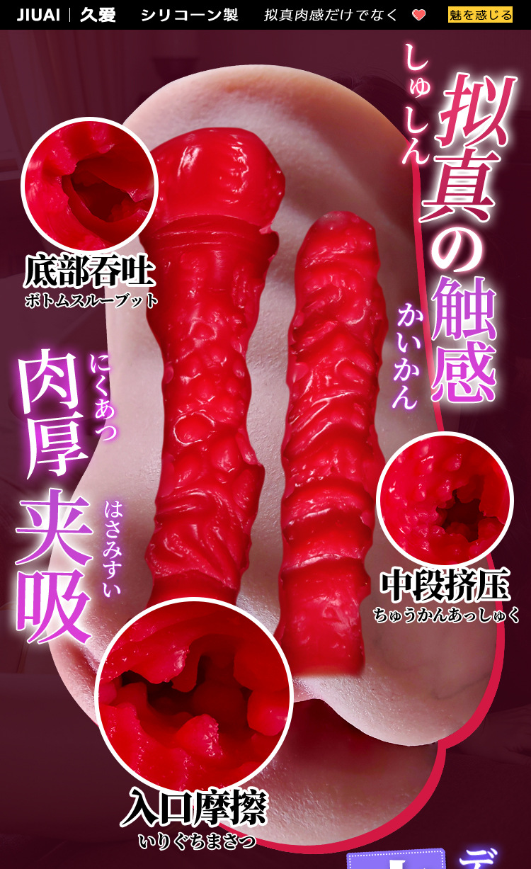 Manual Male Masturbator Cup with Realistic Buttocks Mold, TPE Double-Channel Red Heart Design — detail image 12