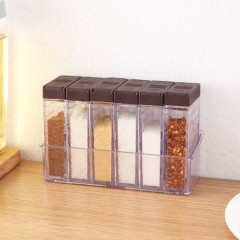 6-Piece Set Minimalist Transparent with Base Two-Way Lidded Spice Containers Kitchen Categorization Measuring Spice Bottles Cross-Border