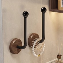胡桃木实木挂钩卫生间壁挂免打孔发圈收纳浴室架发箍挂架加长粘钩