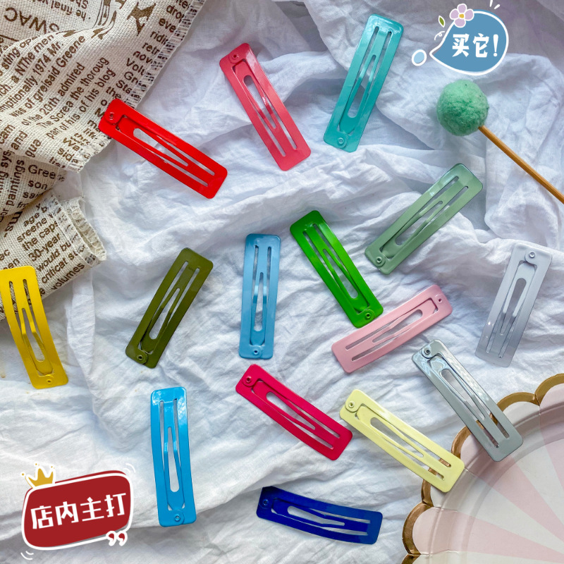 新款烤漆bb夹6cm方形bb夹彩色发夹后脑勺网红边夹子儿童发夹头饰|ms