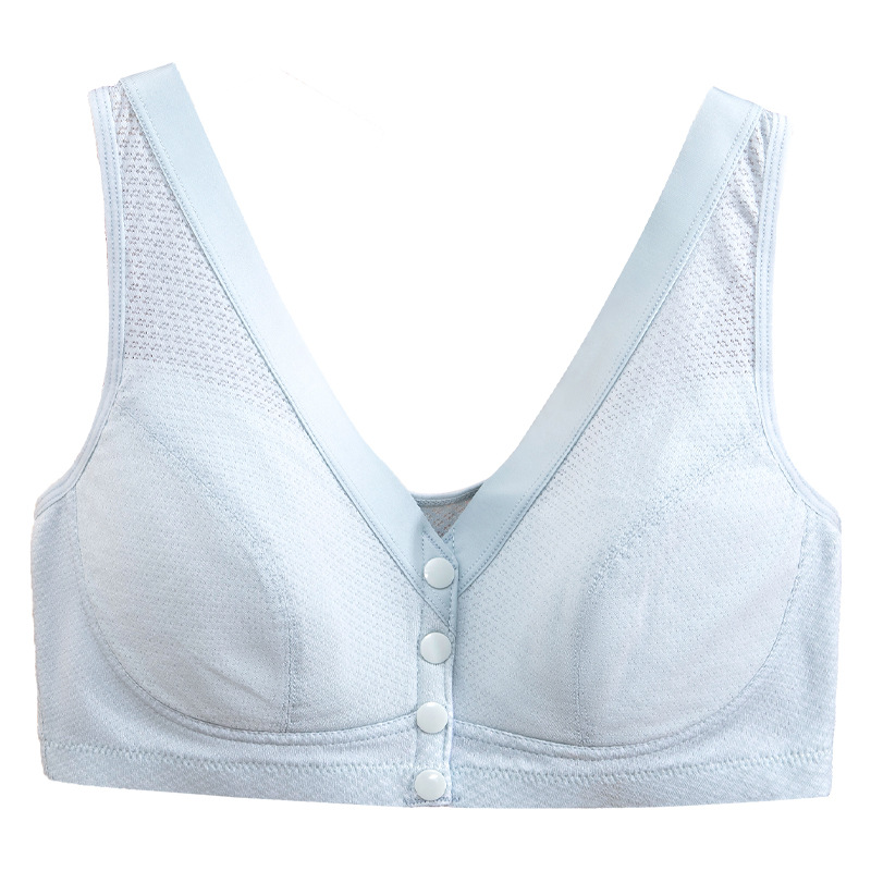 Ropa interior de la madre verano de las mujeres delgada hebilla frontal sujetador inalámbrico de mediana edad y ancianos malla sin costuras más el sujetador del chaleco del tamaño