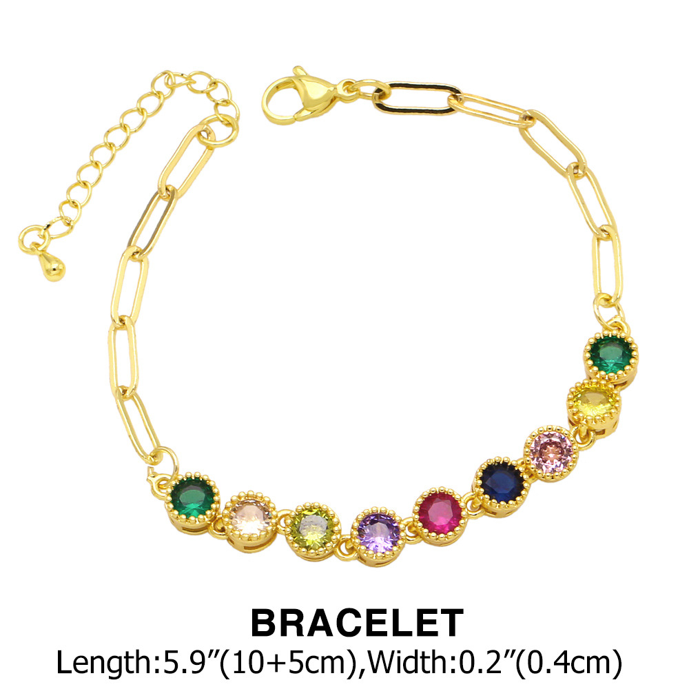 Fashion Round Copper Inlay Zircon Bracelets Necklace