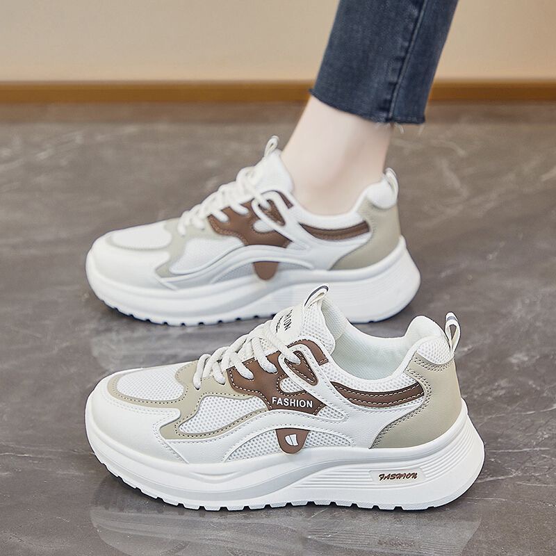 Mesh Breathable Sports Shoes for Women 2026 New Spring and Summer Dad Shoes Lightweight Soft-Soled Running White Shoes for Women Q103