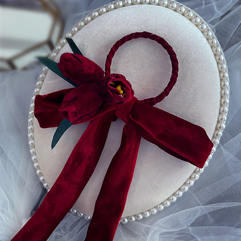 Korean bridal headdress new Korean red velvet hair hairpin wedding toast clothing hair accessories wholesale