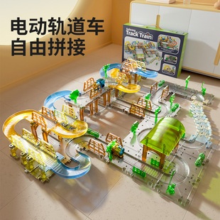 DIY Track Car City Map Scene Building Versatile Assembly Electric Puzzle Track Car Children's Educational Toy