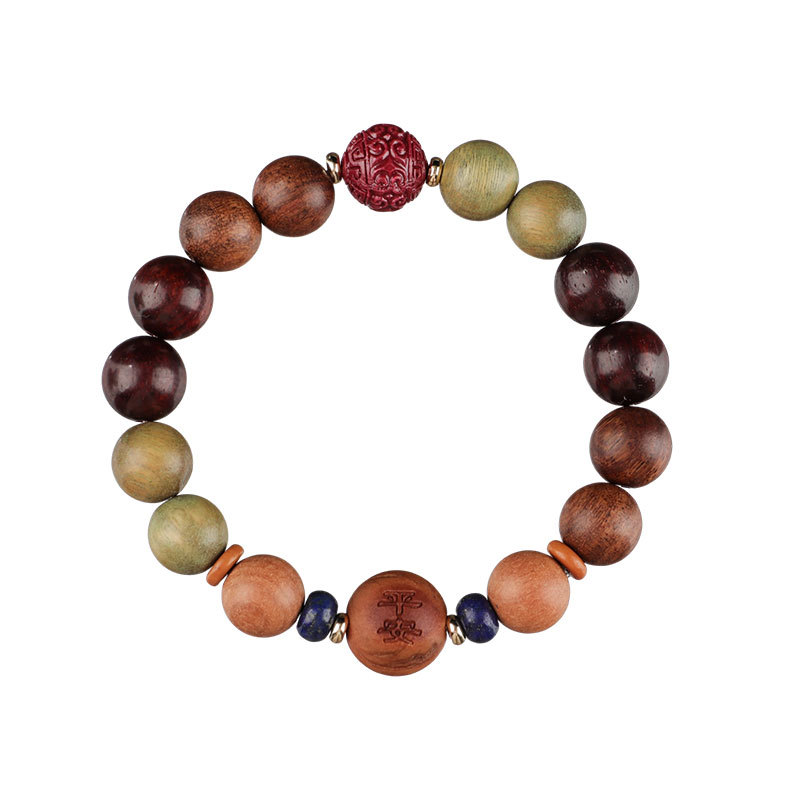 Estilo chino doce Zodiaco verde sándalo pulsera mujer dragón Zodiaco pulsera cinabrio suerte cuentas pareja pulsera